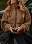 Dokotoo Women's Brown Sherpa Fleece Winter Coat