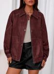 Wine Red Oversized Faux Leather Bomber Jacket