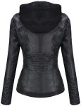 Tanming Women’s Hooded Faux Leather Biker Jacket