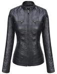 Tanming Women’s Hooded Faux Leather Biker Jacket