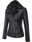 Tanming Women’s Hooded Faux Leather Biker Jacket