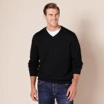 Men's V-Neck Pullover Sweater - Black, Big & Tall