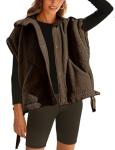 Women's Oversized Sherpa Fleece Vest with Pockets