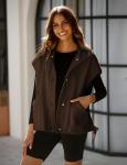 Women's Oversized Sherpa Fleece Vest with Pockets