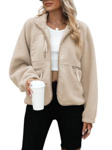 Yanekop Women's Fuzzy Long Sleeve Fleece Jacket