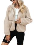 Yanekop Women's Fuzzy Long Sleeve Fleece Jacket