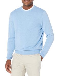 Men's Cotton Long-Sleeve Crewneck Sweater - Light Blue