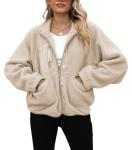 Yanekop Women's Fuzzy Long Sleeve Fleece Jacket
