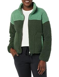 Women's Fleece Sherpa Zip-Up Jacket - Dark Green