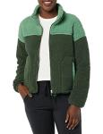 Women's Fleece Sherpa Zip-Up Jacket - Dark Green