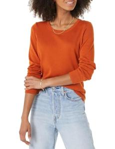 Amazon Essentials Women's Lightweight Crewneck Sweater, Rust
