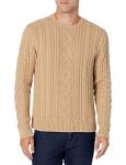 Men's Cotton Cable Knit Crewneck Sweater, Camel
