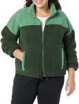 Women's Fleece Sherpa Zip-Up Jacket - Dark Green