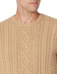 Men's Cotton Cable Knit Crewneck Sweater, Camel