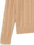 Men's Cotton Cable Knit Crewneck Sweater, Camel