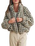 Esmeling Women's Cropped Plaid Sherpa Jacket