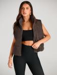 Women’s Cropped Puffer Vest - Coffee Color