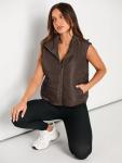 Women’s Cropped Puffer Vest - Coffee Color