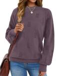 XIEERDUO Women's Purple Cable Knit Sweater