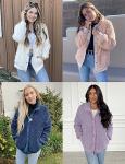Womens Fleece Sherpa Jacket with Pockets