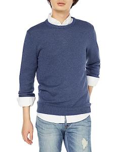 Men's Cotton Long-Sleeve Crewneck Sweater in Blue