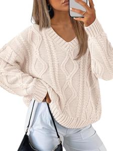Trendy Oversized Cable Knit Sweater for Women