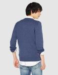 Men's Cotton Long-Sleeve Crewneck Sweater in Blue