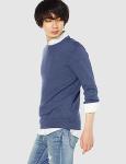 Men's Cotton Long-Sleeve Crewneck Sweater in Blue