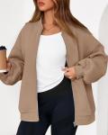 KIRUNDO Women's Oversized Zip-Up Sweatshirt Jacket