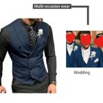 Mcoskly Men's Double Breasted Suit Vests, Casual Business Vests, Slim Fit Waistcoat,for Wedding Groom Dating,Black,S