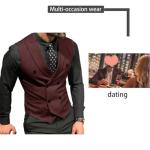 Mcoskly Men's Double Breasted Suit Vests, Casual Business Vests, Slim Fit Waistcoat,for Wedding Groom Dating,Black,S