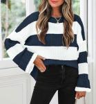 ZESICA Women's Oversized Striped Knit Pullover Sweater