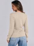 Womens V Neck Cable Knit Sweater for Fall