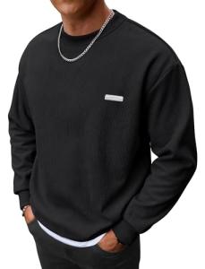 Men's Black Ribbed Corduroy Crewneck Sweatshirt