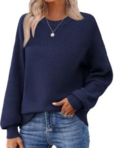 Zeagoo Women's Casual Navy Blue Knit Sweater