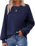 Zeagoo Women's Casual Navy Blue Knit Sweater