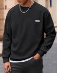 Men's Black Ribbed Corduroy Crewneck Sweatshirt