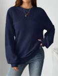 Zeagoo Women's Casual Navy Blue Knit Sweater
