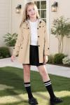 Khaki Hooded Trench Coat for Girls 13-14 Years