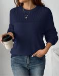Zeagoo Women's Casual Navy Blue Knit Sweater