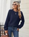 Zeagoo Women's Casual Navy Blue Knit Sweater
