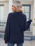 Zeagoo Women's Casual Navy Blue Knit Sweater