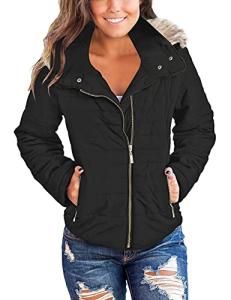 Vetinee Women’s Black Hooded Faux Fur Parka Jacket