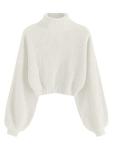 ZAFUL Women's White Cropped Turtleneck Sweater