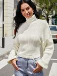 ZAFUL Women's White Cropped Turtleneck Sweater