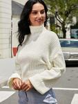 ZAFUL Women's White Cropped Turtleneck Sweater