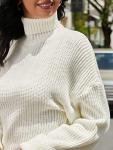 ZAFUL Women's White Cropped Turtleneck Sweater