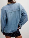 Women's Oversized Denim Jacket with Contrast Trim
