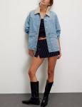 Women's Oversized Denim Jacket with Contrast Trim