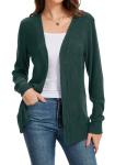 Bosmeer Open Front Cardigan for Women, Trendy Green